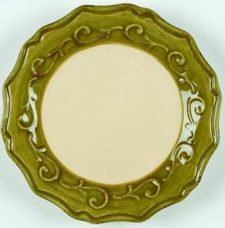 Pier 1 Gemma Baroque Mosstone Salad Plate, Fine China Dinnerware   Mosstone Rim,