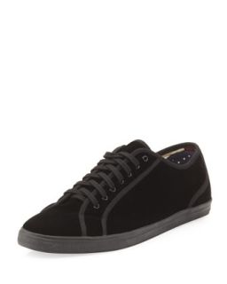 Breckon Low Top Velour Sneaker, Black