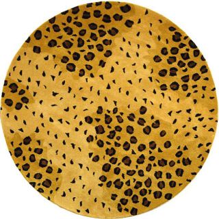 Handmade Soho Leopard print Gold/ Black N. Z. Wool Rug (8 Round) (GoldPattern AnimalMeasures 0.625 inch thickTip We recommend the use of a non skid pad to keep the rug in place on smooth surfaces.All rug sizes are approximate. Due to the difference of m