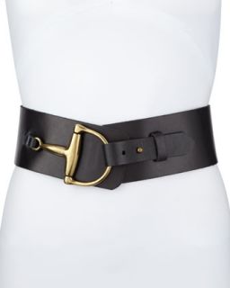 Wide Pullback Harness Belt, Black/Brass