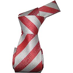 Dmitry Mens Red Striped Italian Silk 59 inch Tie