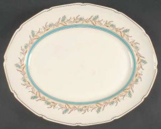 Royal Doulton Prelude 15 Oval Serving Platter, Fine China Dinnerware   Turquois