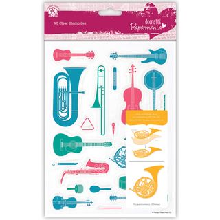 Papermania A5 Clear Stamps musical Instruments 23 Pieces
