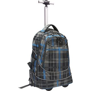 Pacific Gear Horizon Rolling Laptop Backpack Gray/Blue Plaid  