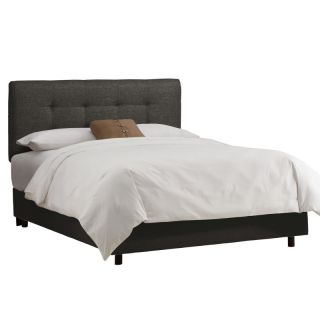 Pull Tufted Upholstered Bed Charcoal Linen   272BEDLNNCHR, Queen