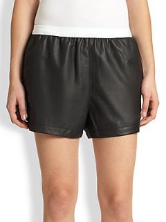 T by Alexander Wang Leather Shorts   Black
