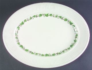 Wedgwood Stratford 18 Oval Serving Platter, Fine China Dinnerware   Edme, Green