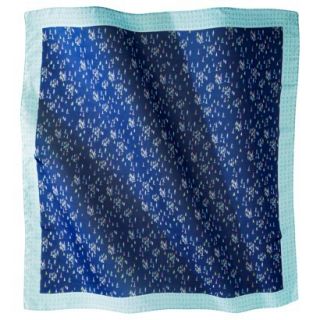 Sailboat Print Scarf with Mint Border   Blue