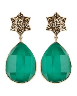 Green Agate Pear Dangle Earrings