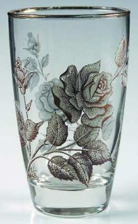 Libbey   Rock Sharpe Rose Bouquet Highball Glass   3003,Gold & White Flowers Gol