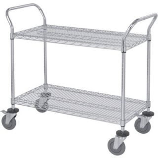 Quantum Wire Shelving Mobile Utility Cart   2 Shelves, 18in.W x 42in.L x 38in.H,
