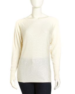 Sequin Bateau Neck Sweater, Crystal Cream