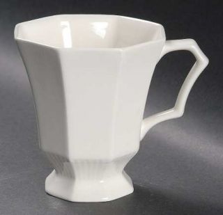 Nikko Classic White Tall Mug, Fine China Dinnerware   Multisided,All White,Ribbe