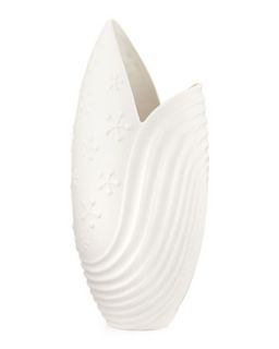 Matte Porcelain Wave Vase, White