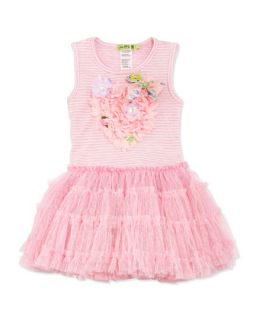 Heart Tank Mesh Tutu Dress, Pink, 4 6X