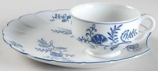 Sphinx Import Blue Dresden Snack Plate & Cup Set, Fine China Dinnerware   Blue F