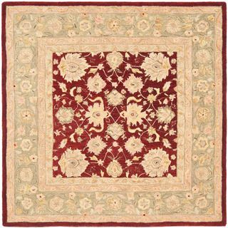 Handmade Ancestry Red/ Green Wool Rug (6 Square)