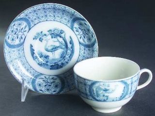 Johnson Brothers Mongolia (Gray/Blue) Flat Cup & Saucer Set, Fine China Dinnerwa