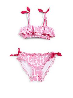 Hatley Toddlers & Little Girls Anchors Two Piece Ruffled Bandeau Bikini   Pink