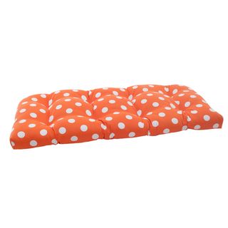 Pillow Perfect Polyester Orange Polka dot Indoor/outdoor Loveseat Cushion (Orange/ white Closure Sewn seam closureSuitable for indoor or outdoor use UV protection Weather resistant Care instructions Spot clean Dimensions 44 inches high x 19 inches wide