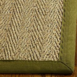 Handwoven Sisal Natural/olive Seagrass Area Rug (8 Square)
