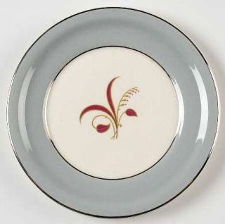 Harker Slender Leaf Gray Bread & Butter Plate, Fine China Dinnerware   Gray Bord
