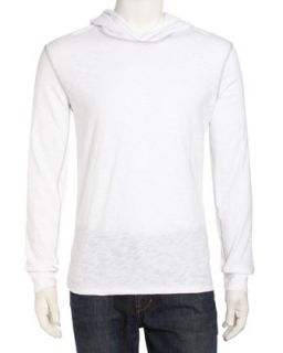 Long Sleeve Contrast Stitch Hoodie, White