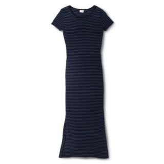 Merona Womens Knit T Shirt Maxi Dress   Black/Waterloo Blue   XXL