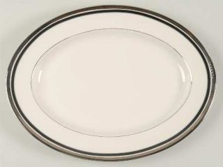 Pickard Diplomat 15 Oval Serving Platter, Fine China Dinnerware   Black Band,Sm