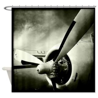  Vintage Airplane Prop Shower Curtain  Use code FREECART at Checkout