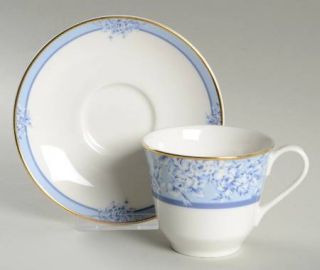 Royal Doulton Tara Flat Cup & Saucer Set, Fine China Dinnerware   Warwick, Blue