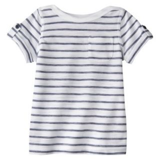 Cherokee Infant Toddler Girls Striped Short Sleeve Tee   Fresh White 4T