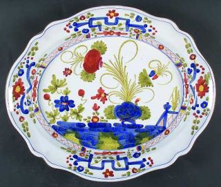 Sigma Carnation 16 Oval Serving Platter, Fine China Dinnerware   Blue Vase,Red,