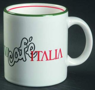 Waechtersbach Viva Italia Mug, Fine China Dinnerware   Green & Red Bands, Green