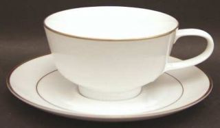 Easterling Our Love Flat Cup & Saucer Set, Fine China Dinnerware   White W/ Gold
