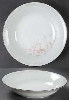 Noritake Carthage Coupe Soup Bowl, Fine China Dinnerware   Pink Flowers,Gray Lea