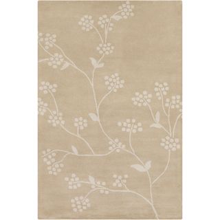 Allie Hand tufted Floral Tan beige Wool Rug (5 X 76)