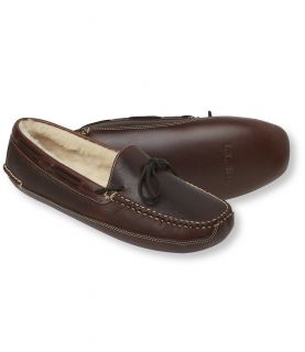 Mens Double Sole Slippers, Bison Shearling Lined