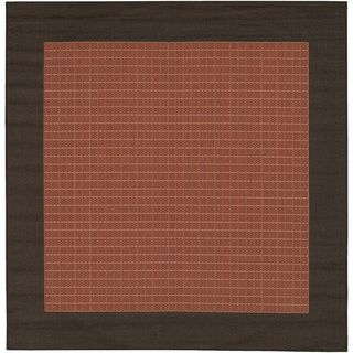 Recife Checkered Field Terracotta Outdoor Rug (76 Square)