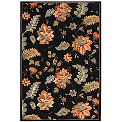 Hand hooked Botanical Black Wool Rug (79 X 99) (BlackPattern FloralMeasures 0.375 inch thickTip We recommend the use of a non skid pad to keep the rug in place on smooth surfaces.All rug sizes are approximate. Due to the difference of monitor colors, so