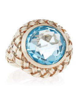 Blue Topaz Basket Weave Ring, Size 7