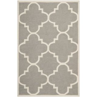 Safavieh Handwoven Moroccan Dhurrie Geometric pattern Gray Wool Rug (9 X 12)