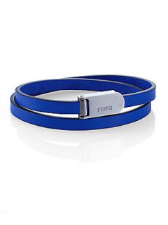 Fendi Leather Wrap Bracelet   Blue