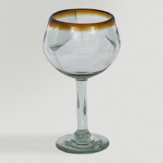 Novica Amber Globe Blown Glass Wine Glasses, Set of 4   World Market