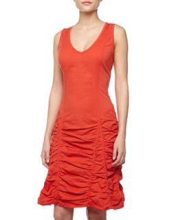 Ruched Skirt Dress, Orange Fleur