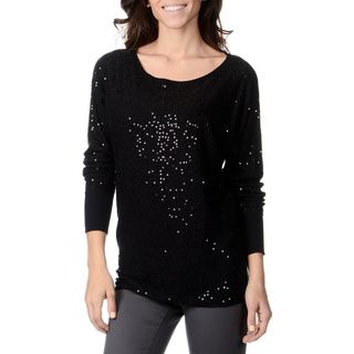 Chelsea and Theodore Womens Black Sequin Knit Top