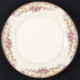 Pope Gosser Audrey Dinner Plate, Fine China Dinnerware   Brown Scrolls, Floral S