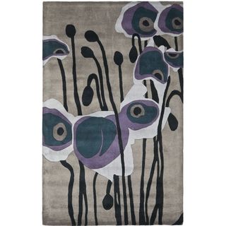 Handmade Elegance Grey/ Blue New Zealand Wool Rug (6 X 9)