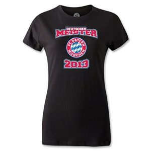 hidden Bayern Munich 2013 Womens Deutscher Meister T Shirt (Black)