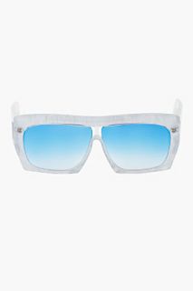 Itokawa Film White Crystal Flat Top Sunglasses